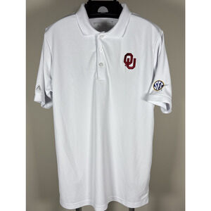Antigua University of Oklahoma Sooners SEC Golf Polo Shirt White Men's Size M